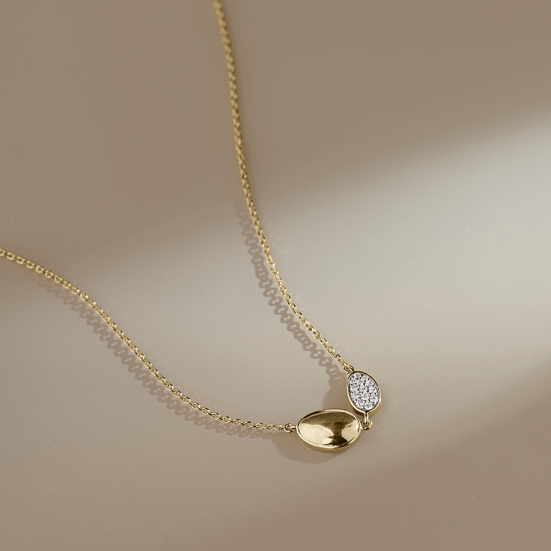Pebble Diamond Necklace|14K Gold Vermeil Lab Grown Diamond|HYOU – HYOU ...