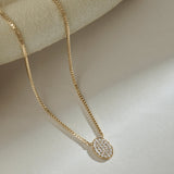 Oval Disc Diamond Necklace