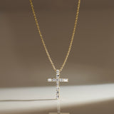Cross Baguette Diamond Necklace