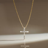 Cross Baguette Diamond Necklace