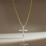 Cross Baguette Diamond Necklace