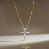 Cross Baguette Diamond Necklace