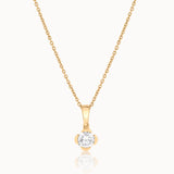 Round Solitaire Clover Chain Necklace