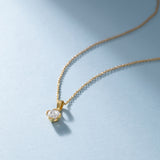 Round Solitaire Clover Chain Necklace