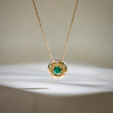 Created Emerald Disc Necklace