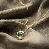 Created Emerald Disc Necklace