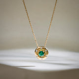 Created Emerald Disc Necklace