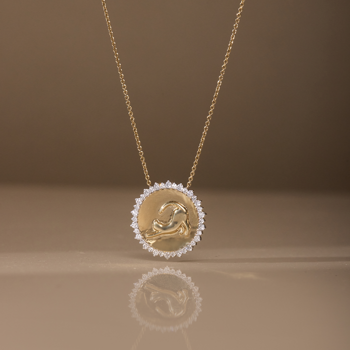 Poised Cat Diamond Necklace