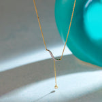 Diamond Lariat Necklace, 14K Solid Gold, 1/8 ct Lab Grown Diamond-1