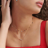 Diamond Lariat Necklace, 14K Gold Vermeil, 1/8 ct Lab Grown Diamond-2