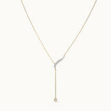 Diamond Lariat Necklace, 14K Solid Gold, 1/8 ct Lab Grown Diamond-3
