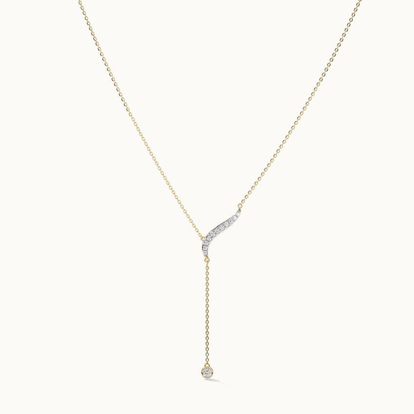 Diamond Lariat Necklace, 14K Solid Gold, 1/8 ct Lab Grown Diamond-3