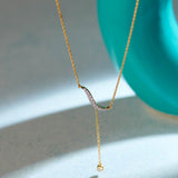 Diamond Lariat Necklace, 14K Gold Vermeil, 1/8 ct Lab Grown Diamond-6