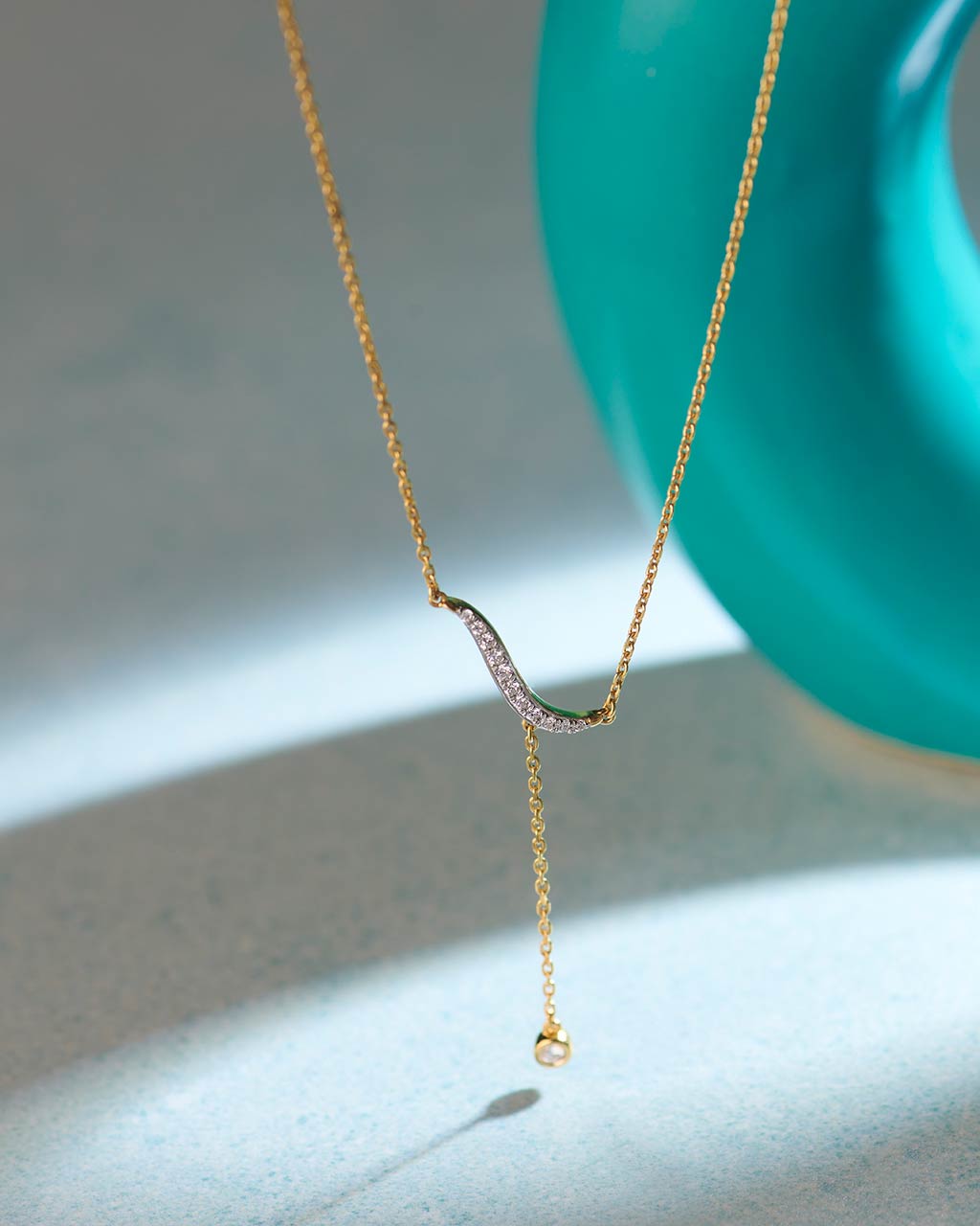 Diamond Lariat Necklace, 14K Solid Gold, 1/8 ct Lab Grown Diamond-6