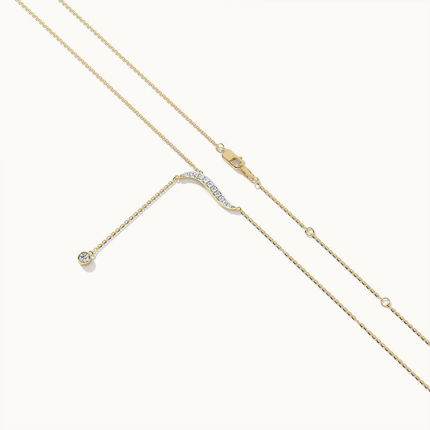 Diamond Lariat Necklace, 14K Solid Gold, 1/8 ct Lab Grown Diamond-7