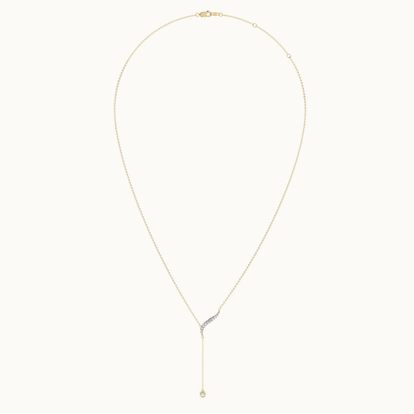 Diamond Lariat Necklace, 14K Solid Gold, 1/8 ct Lab Grown Diamond-8