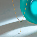 Diamond Lariat Necklace, 14K Gold Vermeil, 1/8 ct Lab Grown Diamond-1