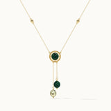 Harmony Pearl Malachite Necklace, 14K Solid Gold-3
