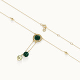Harmony Pearl Malachite Necklace, 14K Solid Gold-7