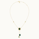 Harmony Pearl Malachite Necklace, 14K Solid Gold-8