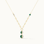 Harmony Pearl Malachite Lariat Necklace, 14K Gold Vermeil-3