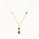 Harmony Pearl Malachite Lariat Necklace, 14K Gold Vermeil-3