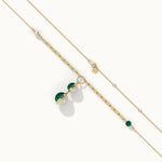 Harmony Pearl Malachite Lariat Necklace, 14K Gold Vermeil-6