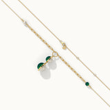 Harmony Pearl Malachite Lariat Necklace, 14K Gold Vermeil-6