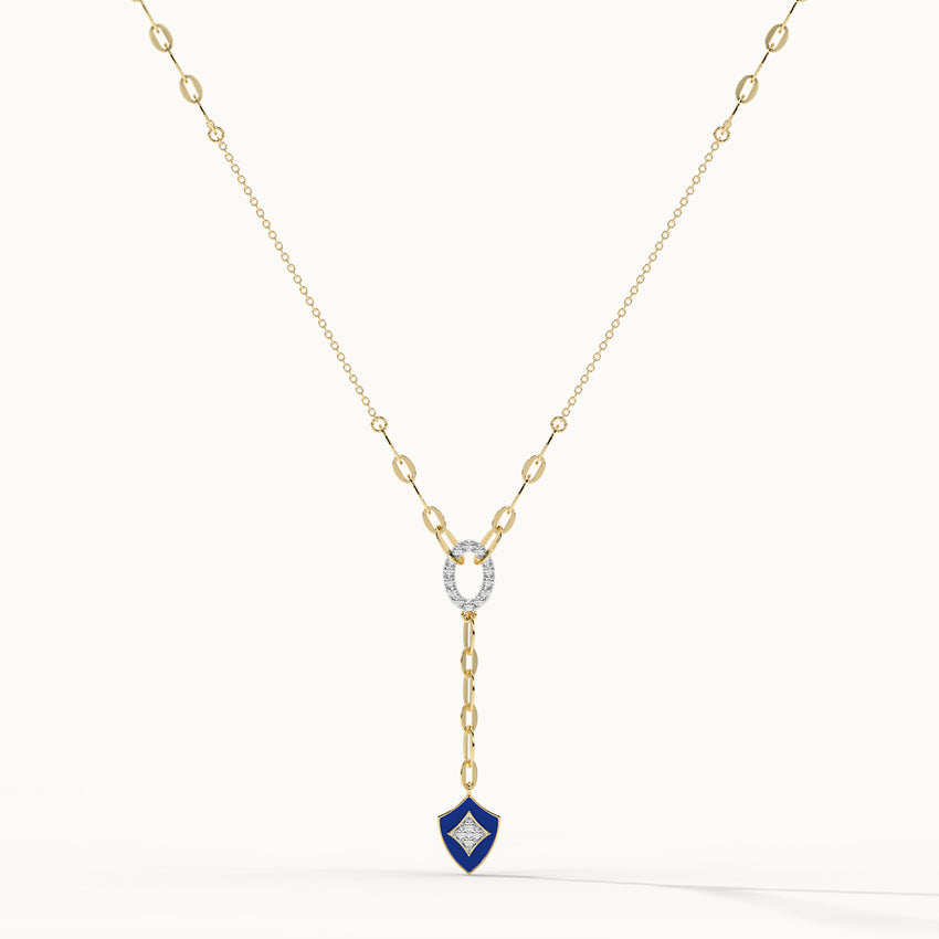 Shield Diamond Lariat Necklace, 14K Gold Vermeil, 1/5 ct Lab Grown Diamond-3