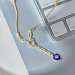 Shield Diamond Lariat Necklace, 14K Gold Vermeil, 1/5 ct Lab Grown Diamond-1