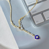 Shield Diamond Lariat Necklace, 14K Gold Vermeil, 1/5 ct Lab Grown Diamond-1