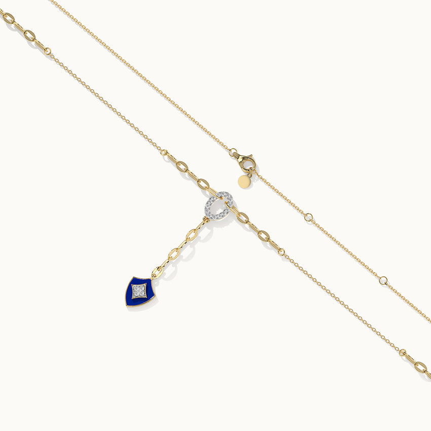 Shield Diamond Lariat Necklace, 14K Gold Vermeil, 1/5 ct Lab Grown Diamond-8