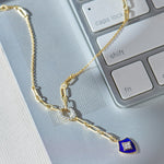 Shield Diamond Lariat Necklace, 14K Gold Vermeil, 1/5 ct Lab Grown Diamond-6