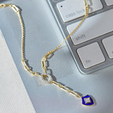 Shield Diamond Lariat Necklace, 14K Gold Vermeil, 1/5 ct Lab Grown Diamond-6