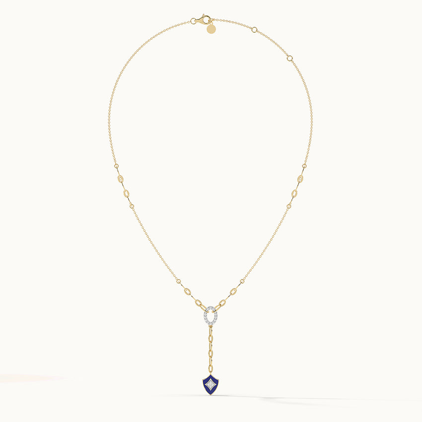 Shield Diamond Lariat Necklace