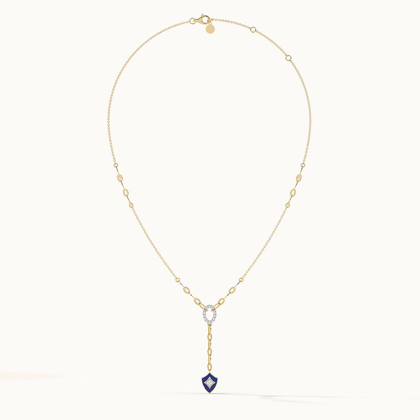 Shield Diamond Lariat Necklace, 14K Gold Vermeil, 1/5 ct Lab Grown Diamond-7