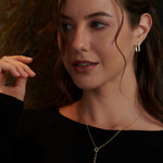 Shield Diamond Lariat Necklace, 14K Gold Vermeil, 1/5 ct Lab Grown Diamond-5