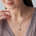 Shield Diamond Lariat Necklace, 14K Gold Vermeil, 1/5 ct Lab Grown Diamond-2