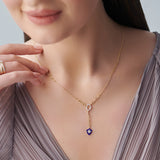 Shield Diamond Lariat Necklace, 14K Gold Vermeil, 1/5 ct Lab Grown Diamond-2
