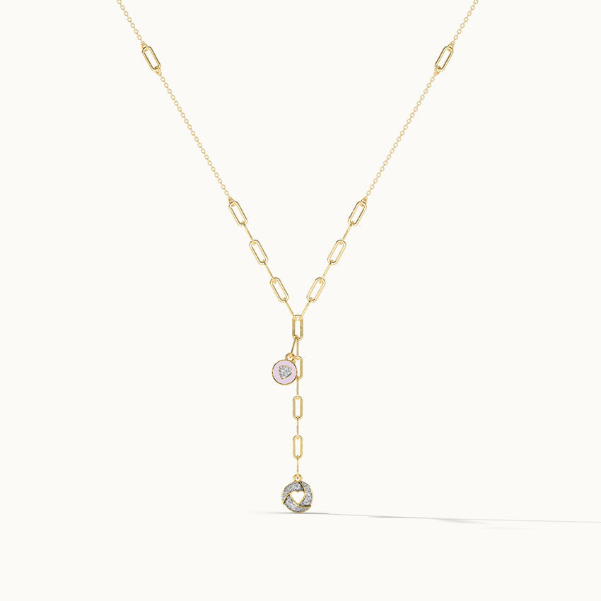 Cera Heart Lariat Necklace, 14K Solid Gold, 1/10 ct Lab Grown Diamond-3