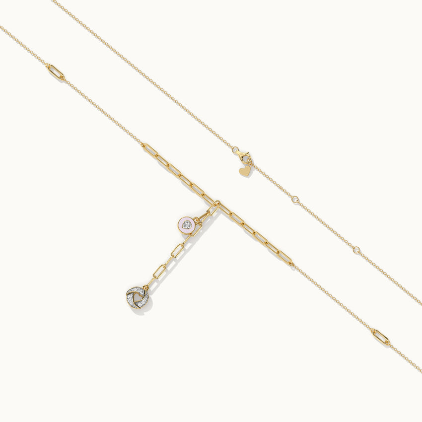 Cera Heart Lariat Necklace, 14K Solid Gold, 1/10 ct Lab Grown Diamond-6