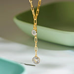 Cera Heart Lariat Necklace, 14K Solid Gold, 1/10 ct Lab Grown Diamond-1