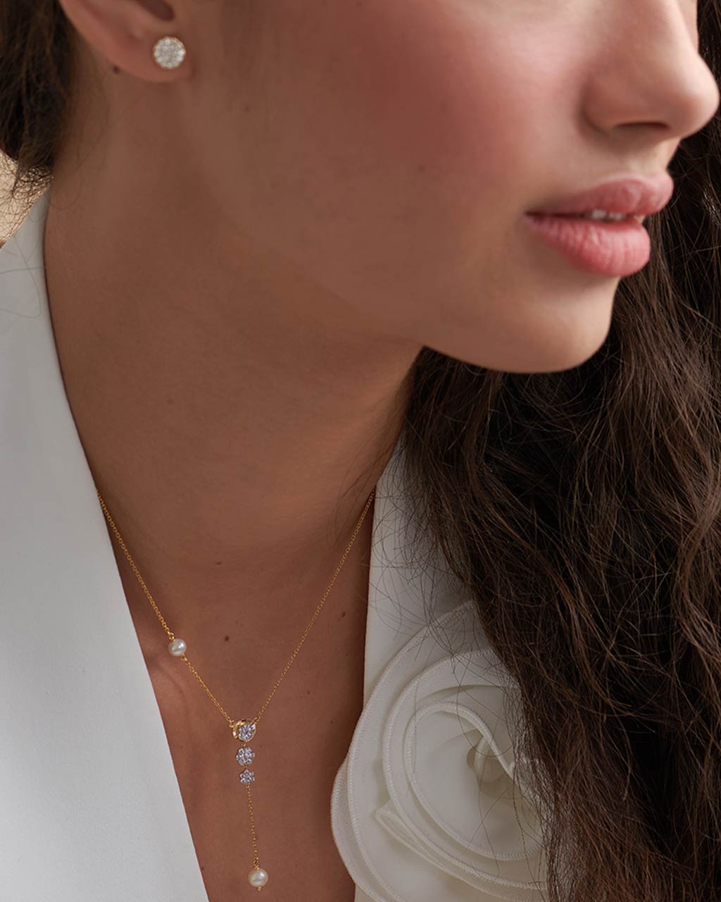 Teardrop Diamond Lariat Necklace, 14K Solid Gold, 1/3 ct Lab Grown Diamond-5