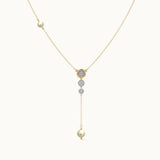 Teardrop Diamond Lariat Necklace, 14K Solid Gold, 1/3 ct Lab Grown Diamond-3