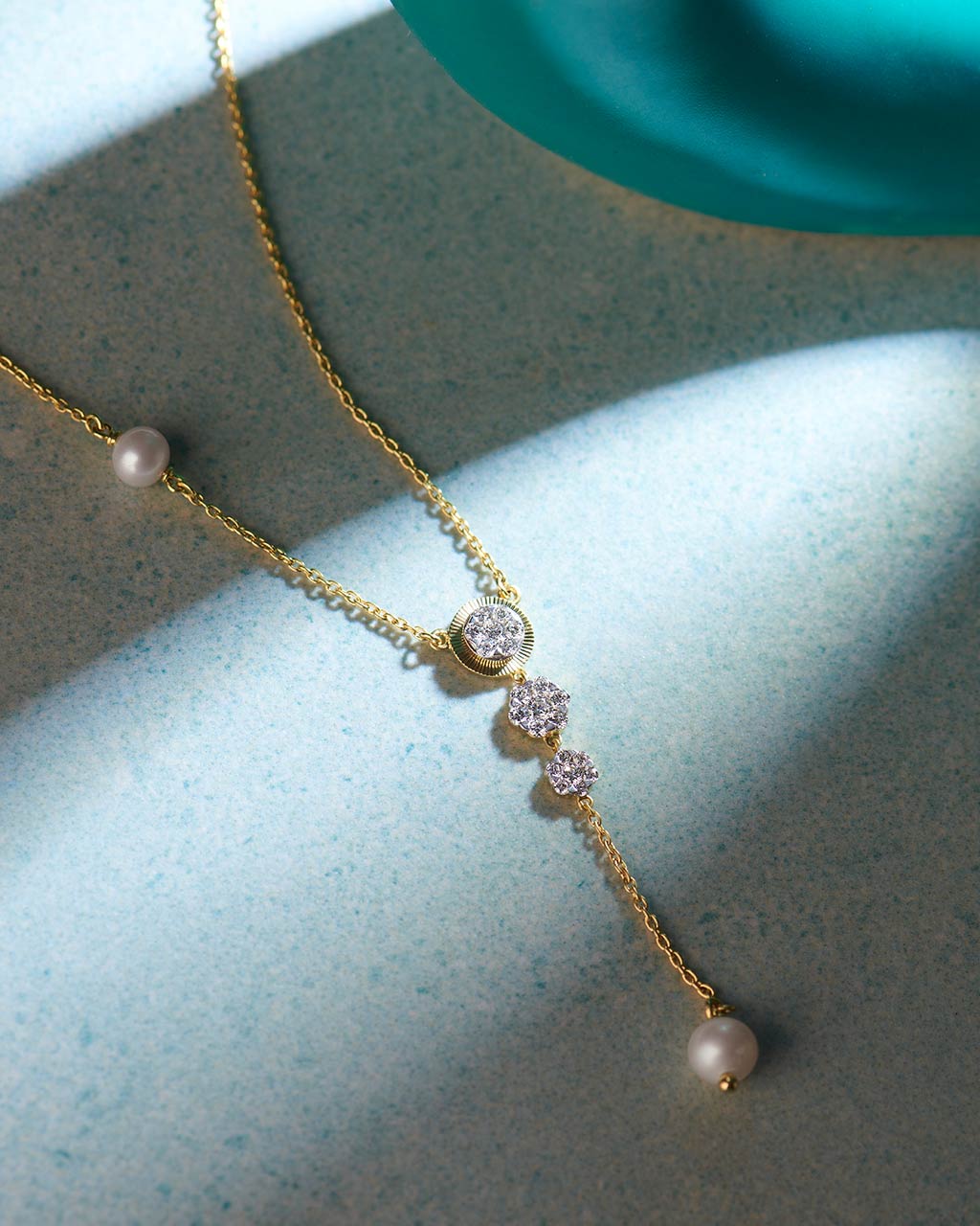 Teardrop Diamond Lariat Necklace, 14K Solid Gold, 1/3 ct Lab Grown Diamond-6