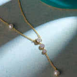 Teardrop Diamond Lariat Necklace, 14K Solid Gold, 1/3 ct Lab Grown Diamond-6