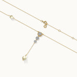 Teardrop Diamond Lariat Necklace, 14K Solid Gold, 1/3 ct Lab Grown Diamond-7