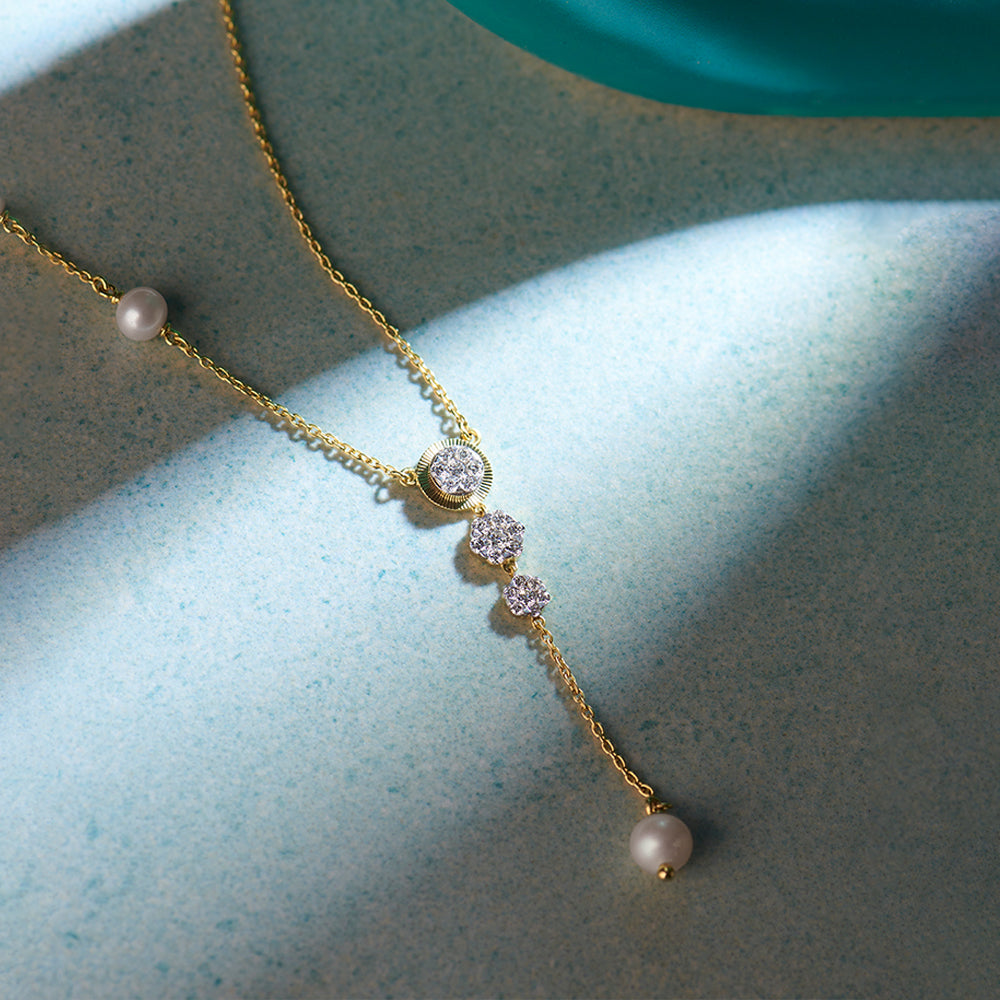 Teardrop Diamond Lariat Necklace, 14K Solid Gold, 1/3 ct Lab Grown Diamond-1