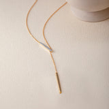 Adjustable Bar Diamond Lariat Necklace, 14K Gold Vermeil, 1/10 ct Lab Grown Diamond-8