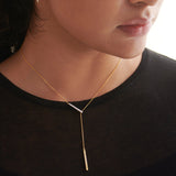 Adjustable Bar Diamond Lariat Necklace, 14K Gold Vermeil, 1/10 ct Lab Grown Diamond-5